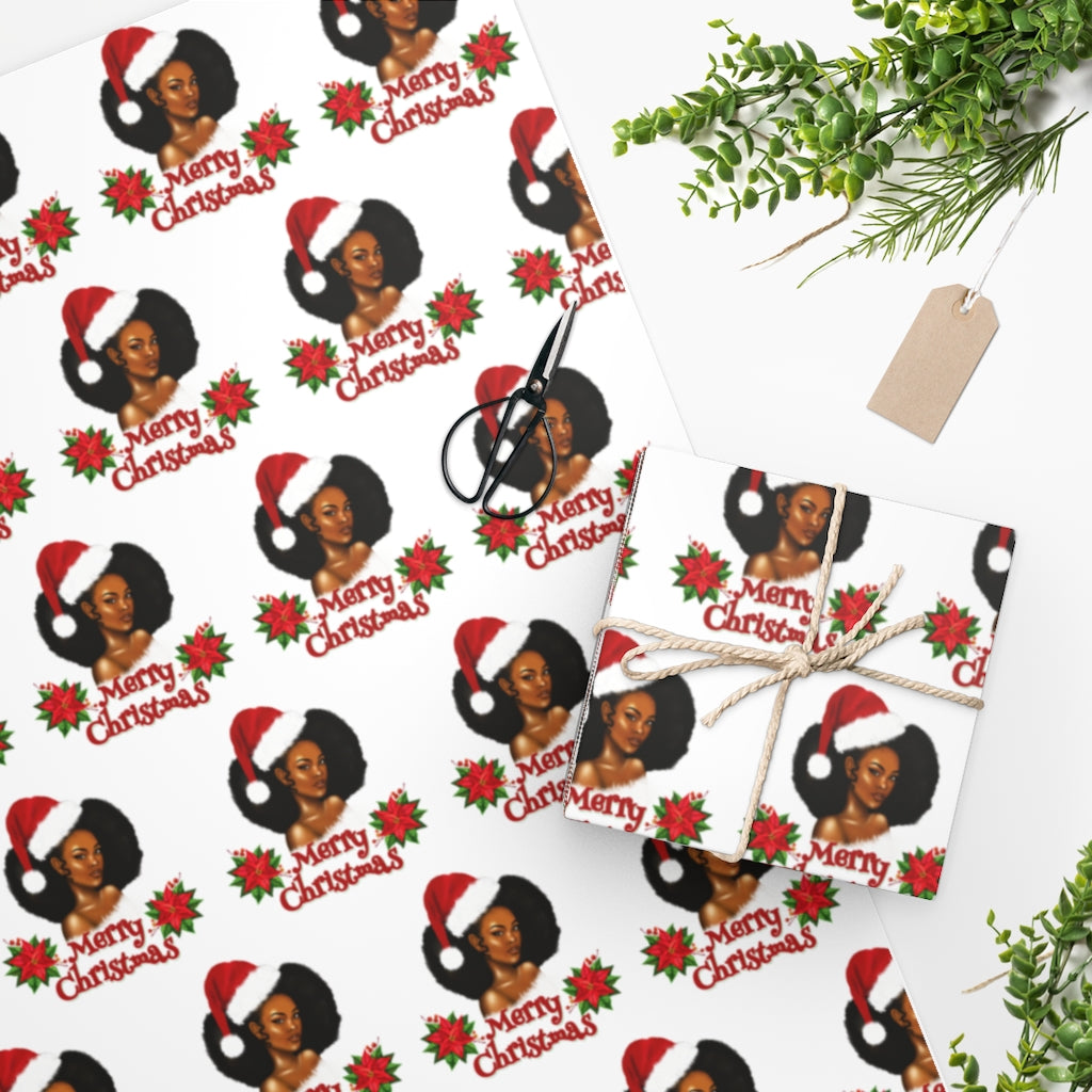 Mrs Claus Afro Girl Wrapping Paper