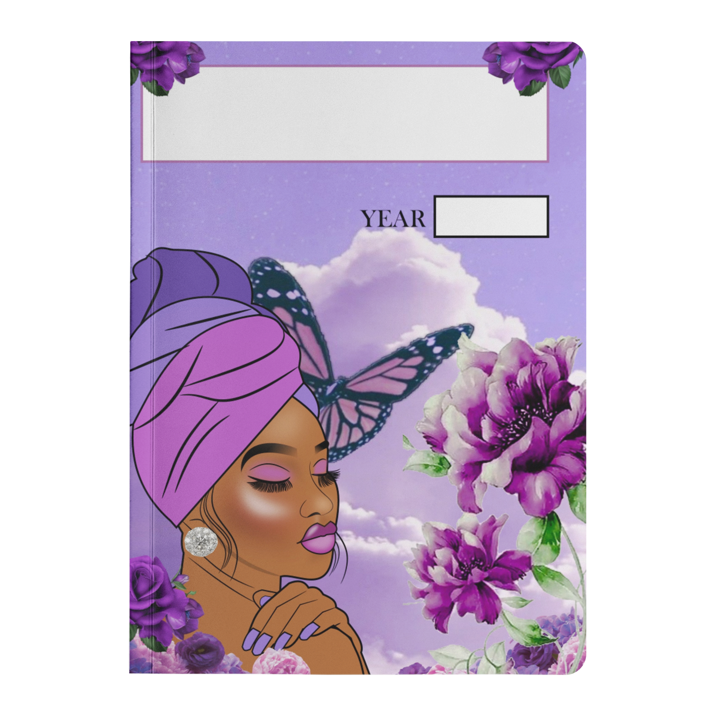 Purple Flower Themed Paperback Journal