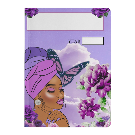 Purple Flower Themed Paperback Journal