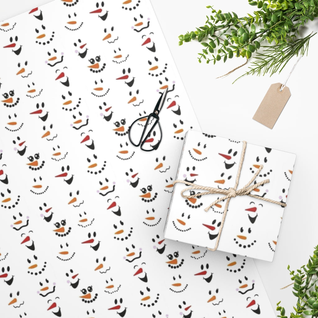 Snowman Faces Wrapping Paper