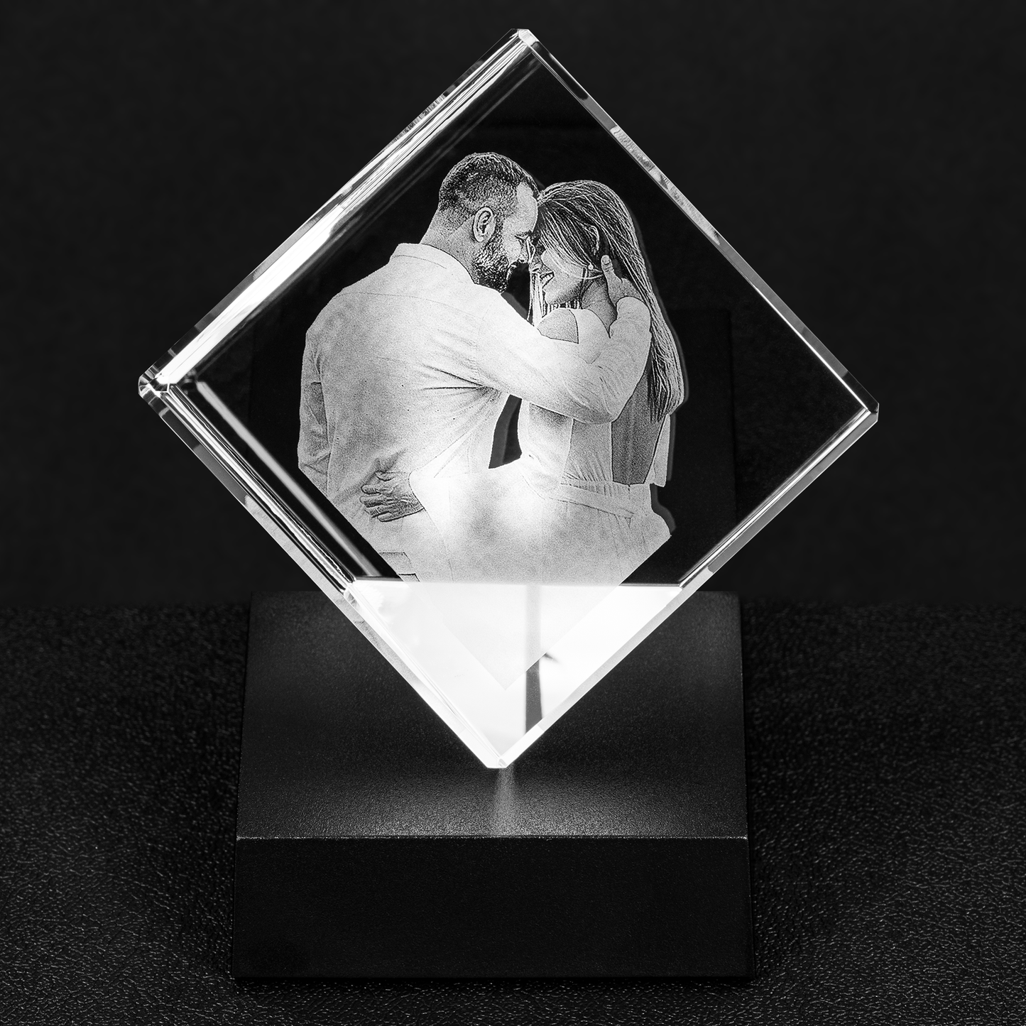 Personalized LED Light Crystal Cube Cut
