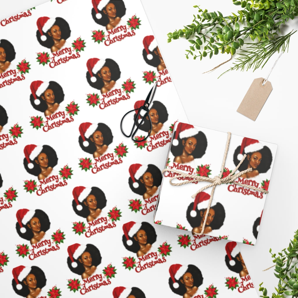 Mrs Claus Afro Girl Wrapping Paper