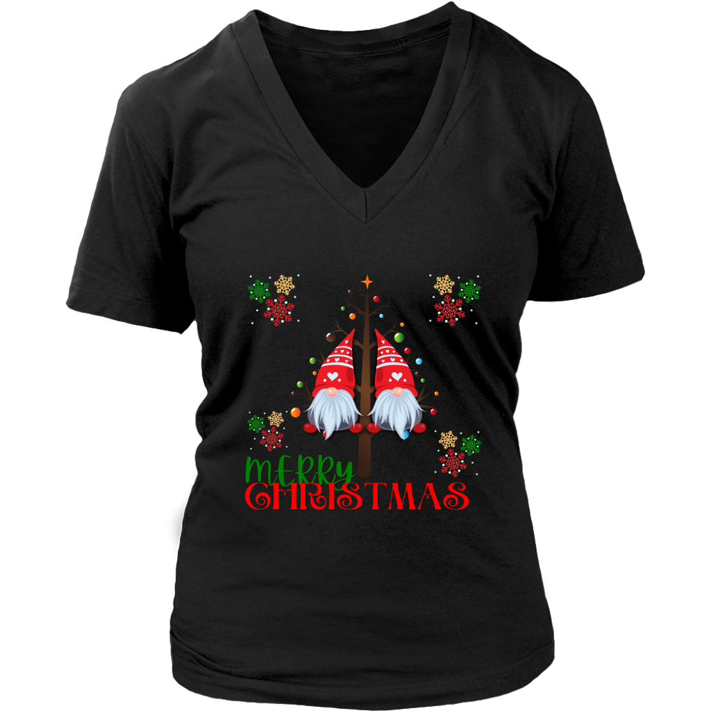 Gnome Merry Christmas Womens Tshirt