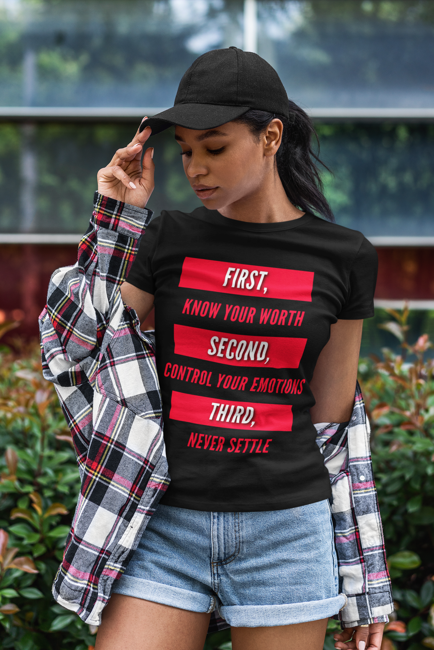 First Know Your Worth, Second Control Your Emotions, Third Never Settle Unisex T-Shirt