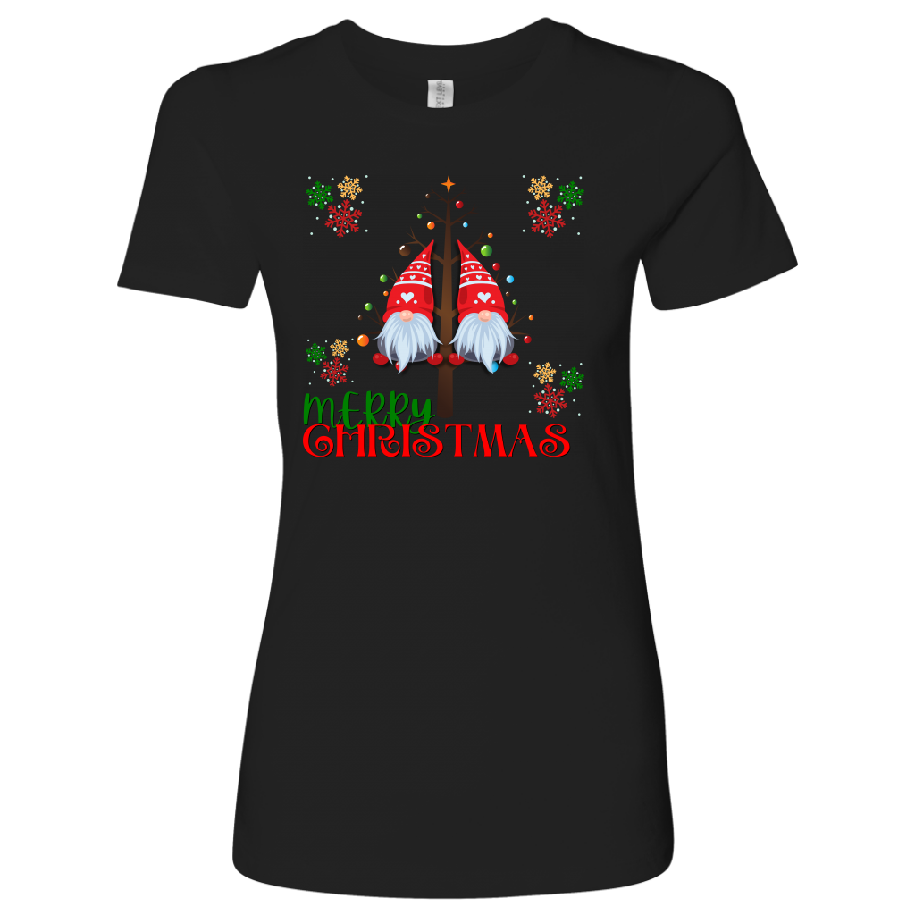 Gnome Merry Christmas Womens Tshirt